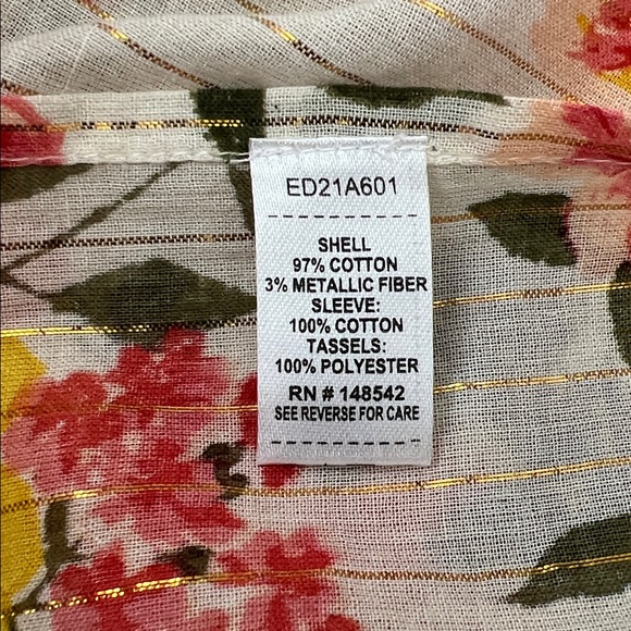 Aratta Color Story Mustard Floral Tassel Boho Hippie Open Front Kimono One Size - Picture 8 of 13